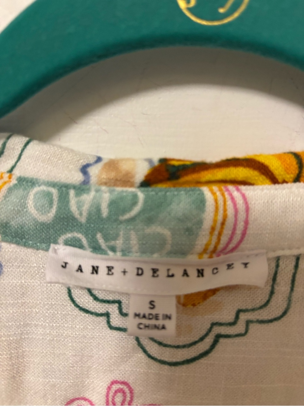 Jane and Delancey Button-Down Top with Multicolor Italian Style Print Size Small - Picture 2 of 3